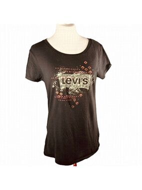 𝅺levi’s Black Capped Short Sleeve Logo T-Shirt Size L Style 53900-0159